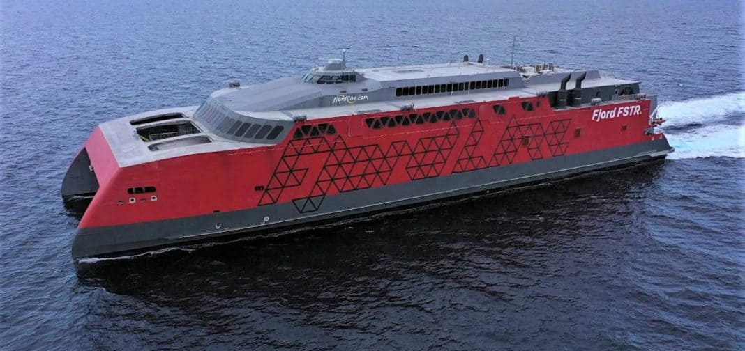 Fjord Line’s FSTR (Austal Hull 419) is a 109 metre high speed vehicle-passenger ferry, designed by Austal Australia and constructed by Austal Philippines