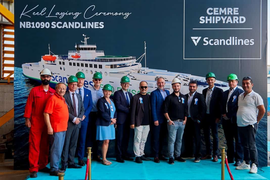 Keel laying of the Scandlines zero direct emission ferry at Cemre Shipyard