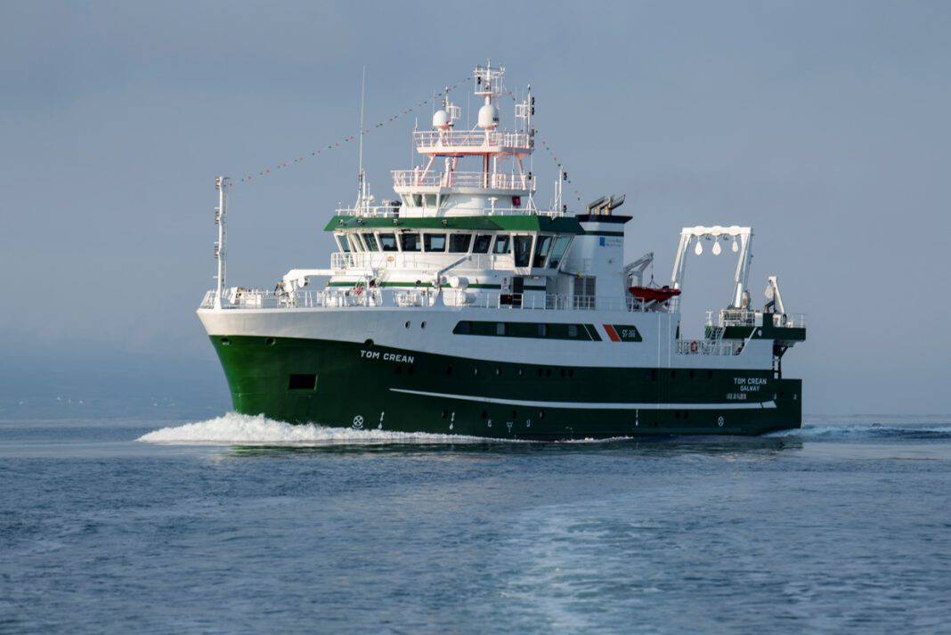 Marine Institute’s RV Tom Crean set off on its first survey mission late July, complete with Sonardyne’s Ranger 2 USBL system. Photo from Marine Institute.