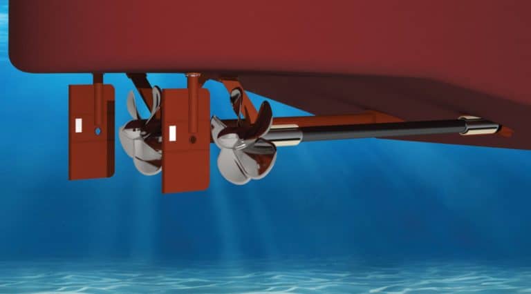 Seawater-lubricated propeller shaft bearing arrangement on fishing vessel