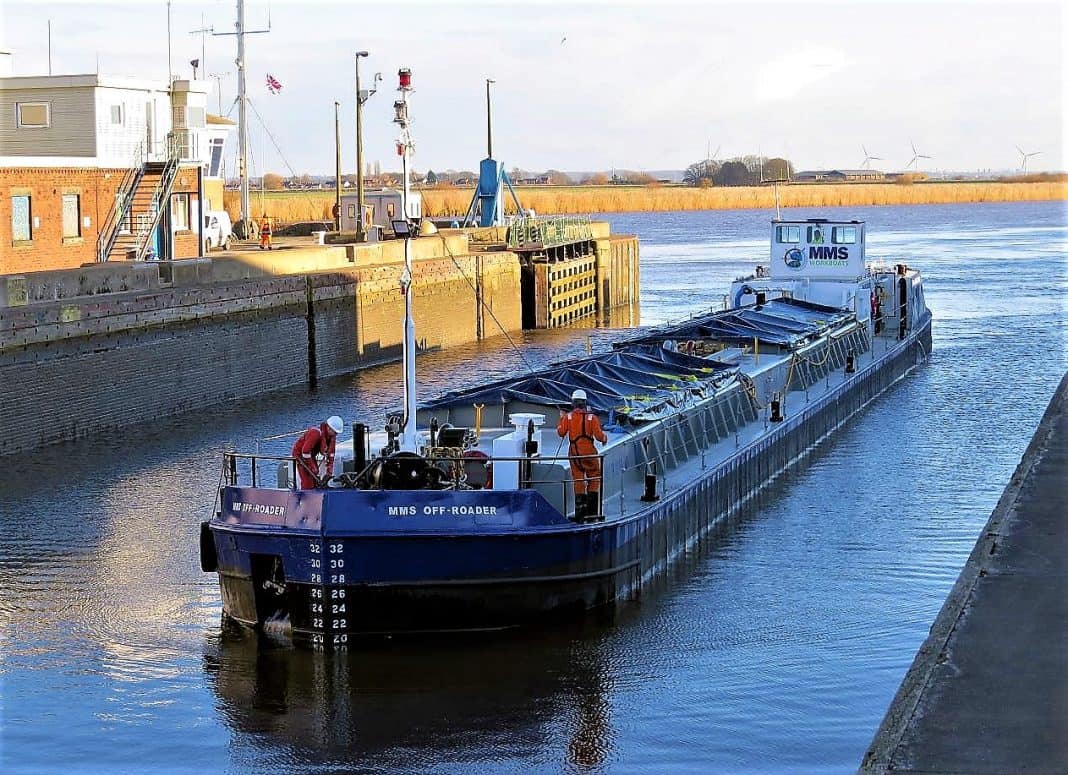 Following restoration the ‘MMS Off-Roader’ enters Ocean Lock at ABP Port of Goole, bound for Leeds.