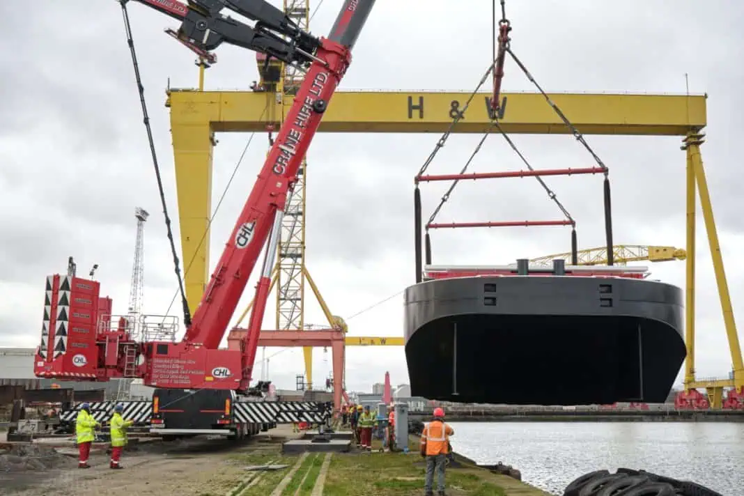 Cory takes delivery of new barge from Harland & Wolff