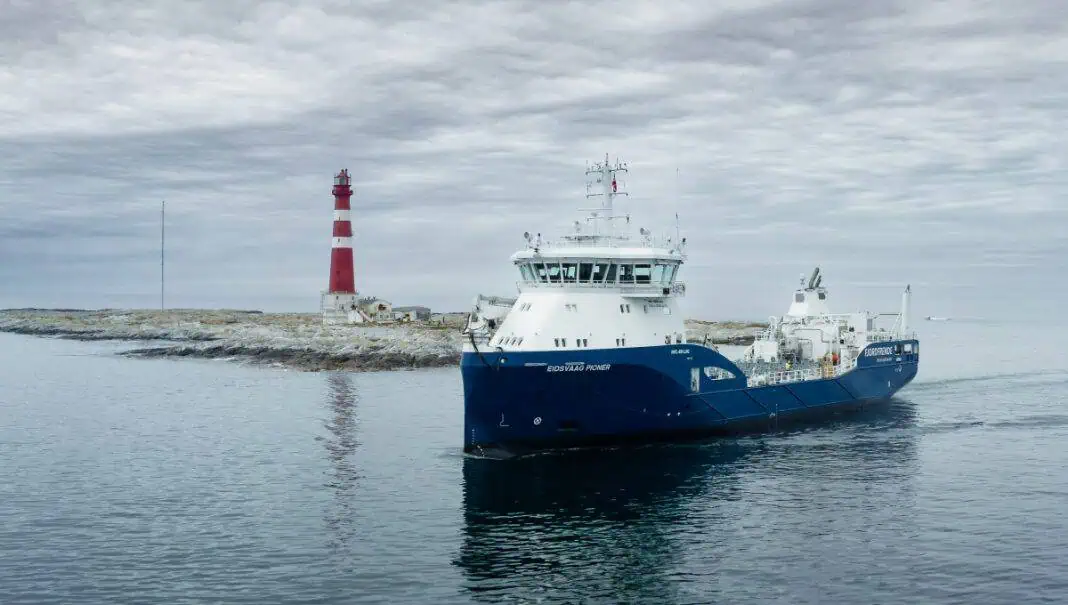 Kongsberg autonomous operation EU AUTOSHIP Eidsvaag Pioner entering port