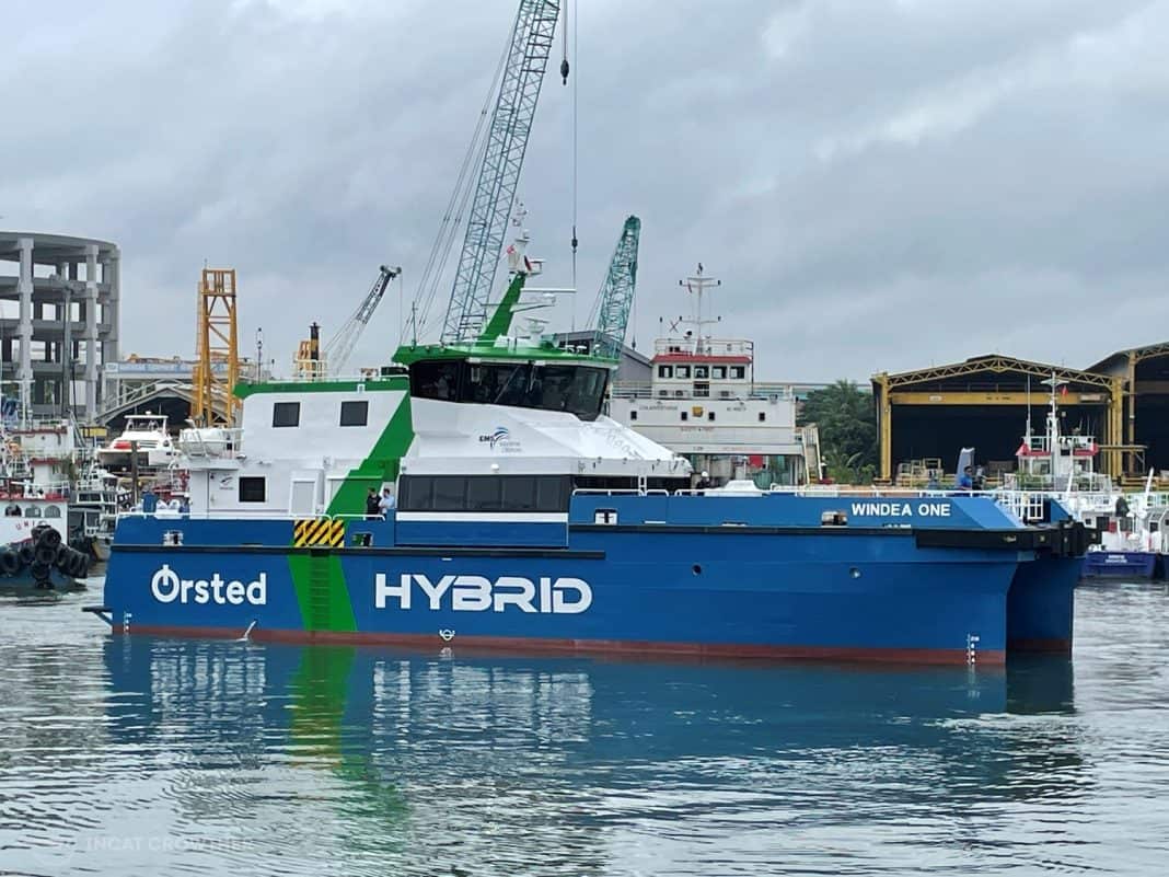 32m parallel hybrid crew transfer vessel (CTV) designed by Incat Crowther for Emden-based EMS Maritime Offshore