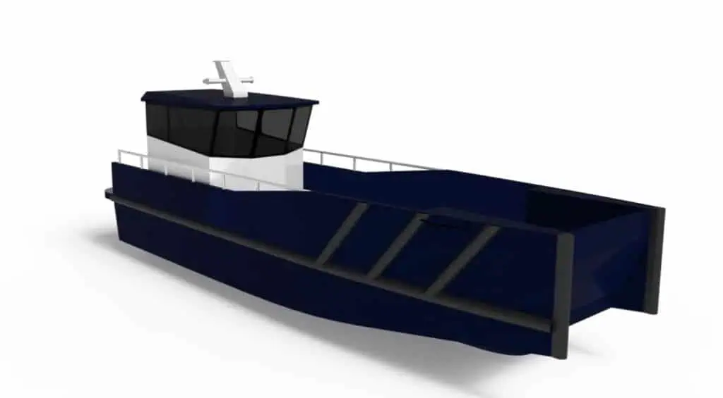 11m HDPE Landing Craft A versatile 9.5 meter HDPE landing craft capable of carrying 4 passengers and 2 tonnes of cargo. 30 knots top speed