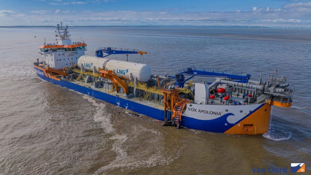 Van Oord’s groundbreaking Vox Apolonia for maintenance dredging of the Port of Liverpool and King George V Dock in Glasgow.