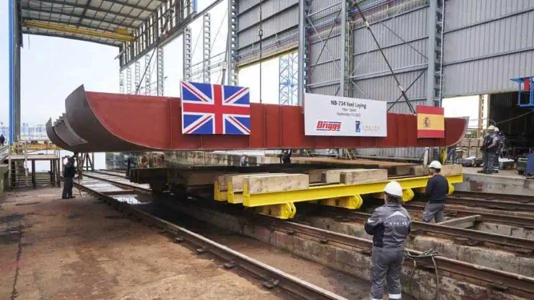 Keel laying of the new Maintenance Support Vessel for Briggs Marine at Freire Shipyard