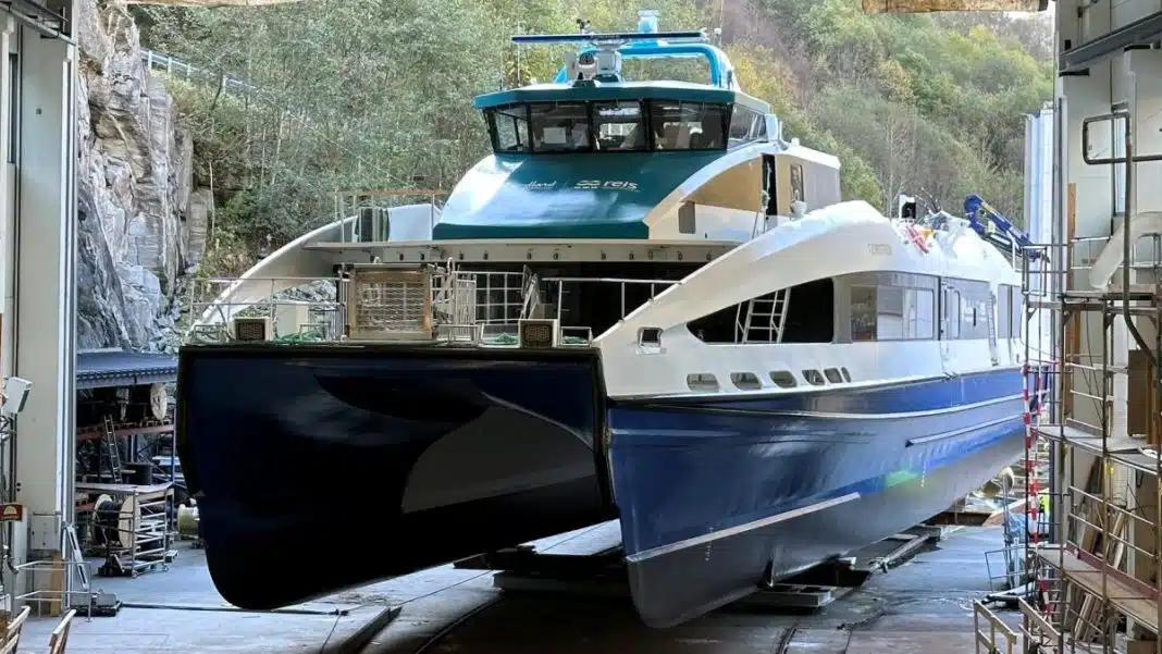 At Brødrene Aa's Shipyard In Hyen, Two Carbon Fiber High Speed Vessels Are Under Construction, And The First Vessel Was Recently Launched And Set Afloat