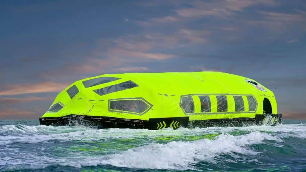 Revolutionary evacuation system is half lifeboat, half liferaft, and 100% electric