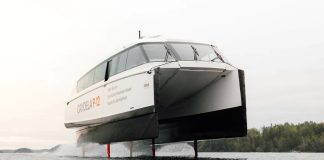 Candela P 12 Taking Off 100% Electric Hydrofoiling Passenger Vessel