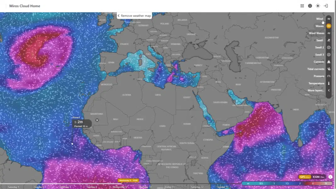 Global ocean insights specialist Miros has advanced its offering to the maritime sector by integrating weather forecast layers into its Miros Cloud Home solution.