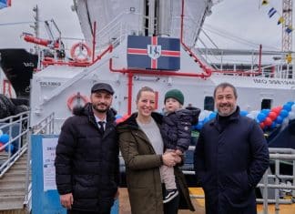 Godmother names powerful new Sanmar harbour tug after her son