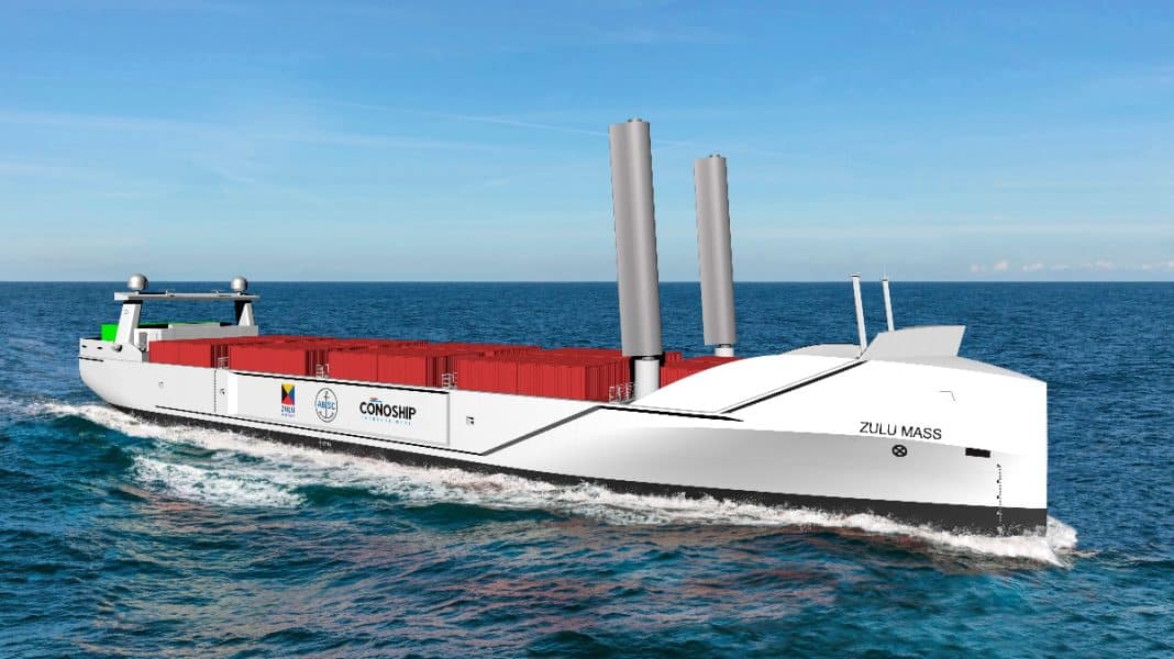 Belgium’s Zulu Associates releases new designs for zero emission English Channel vessel featuring wind blades