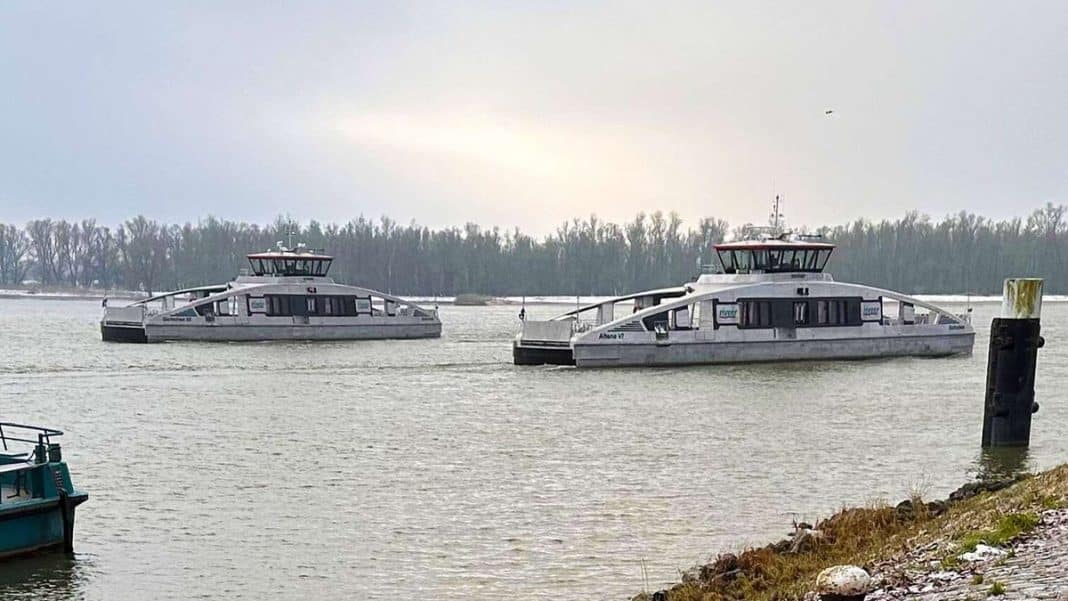 The two fully electric double ended aluminium catamaran ferries that were designed for Dutch operator Riveer (municipality Gorinchem) by CoCo Yachts,