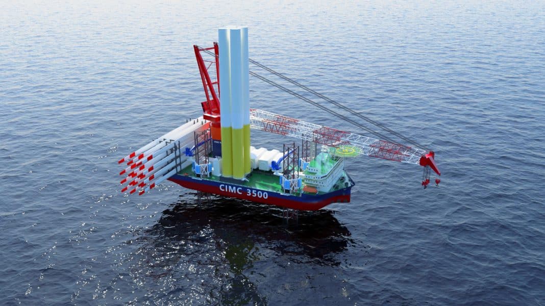 Illustration of the wind turbine installation vessel (WTIV) design – Courtesy Yantai CIMC Raffles Offshore Ltd.