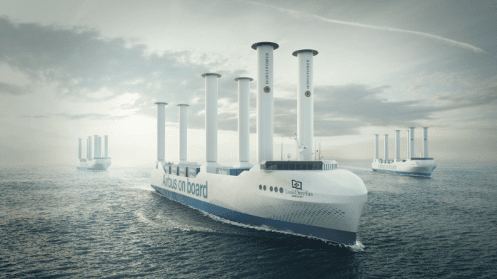 Image: LDA low-emission RoRo vessel with six Norsepower Rotor Sails™