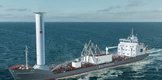 The first Norsepower Rotor Sail™ to be fitted on Baltrader’s new cement carrier