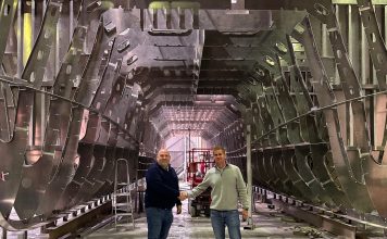 Andy Page, Managing Director of Chartwell Marine & Ben Colman, Director of Diverse Marine pictured at Diverse Marine shipyard in Cowes, UK