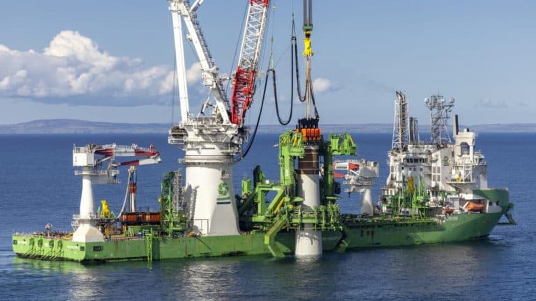 DEME’s offshore installation vessel ‘Orion’ successfully completes the near 15 MW turbine foundation installation project in Scotland and heads to US