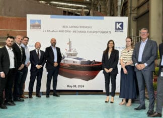 Keel laying ceremony for KOTUG Canada's two dual fuel escort tugs