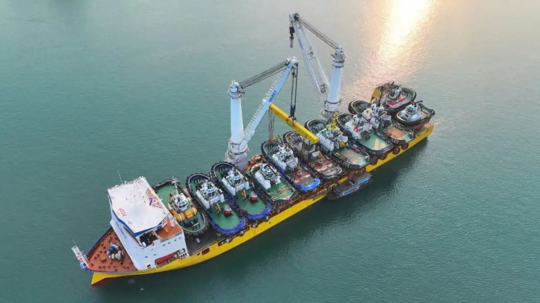 Damen Shipyards teams up with BigLift to bring 11 tugs from East Asia to Europe on one vessel