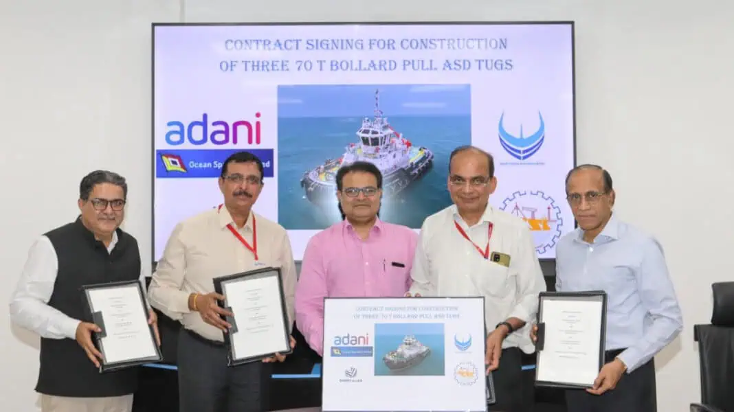 UDUPI COCHIN SHIPYARD LIMITED , A WHOLLY OWNED SUBSIDIARY OF COCHIN SHIPYARD LIMITED BAGS ORDERS FOR CONSTRUCTION OF THREE 70 T BOLLARD PULL ASD TUGS FOR OCEAN SPARKLE LIMITED, AN ADANI HARBOR SERVICES LIMITED COMPANY.