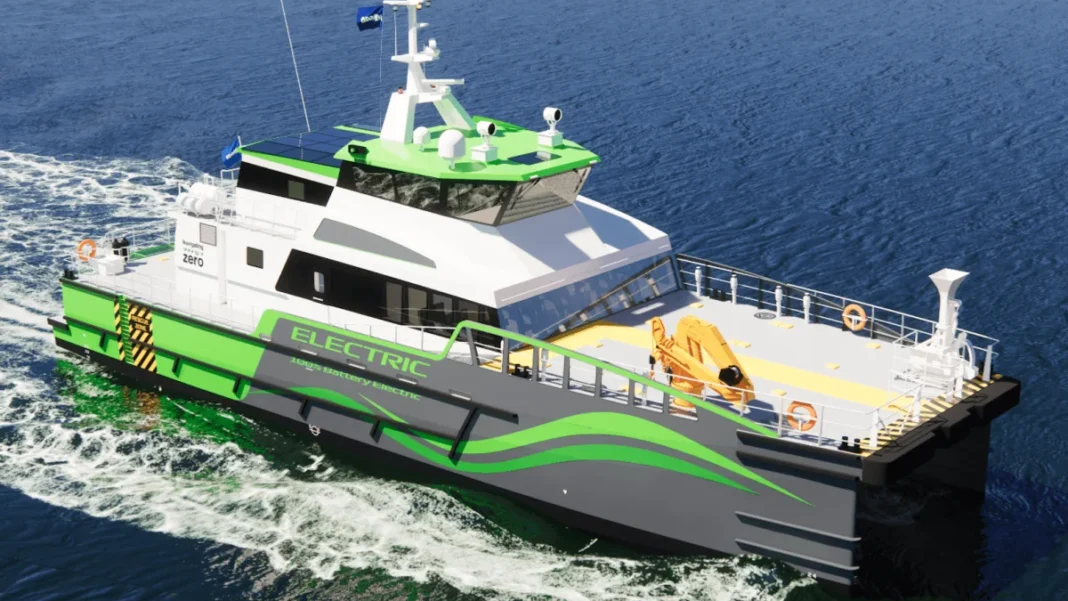 Damen Shipyards Group will unveil its latest vessel. The fully electric Fast Crew Supplier (FCS) 3210 E