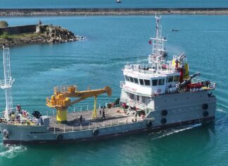 Med Marine, a leading provider of state-of-the-art tugboats and marine solutions, announce the successful delivery of the 45-meter-long Seatech-designed buoy vessel to Port Qasim Authority (PQA). The vessel, christened B.T. Mazdoor, will play a critical role in managing navigational buoys and conducting essential conservancy operations along the 45-kilometer PQA Harbour and Channel.
