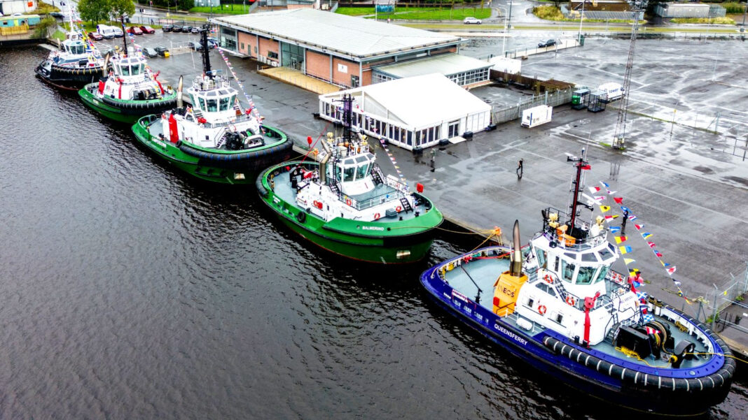 At a special dedication ceremony at the Port of Leith this week, six tugs were given a traditional marine blessing with their godmothers present. They form part of the large fleet of tugs and work boats operated by Targe Towing Ltd, a wholly owned subsidiary of Forth Ports Limited