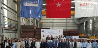 SANMAR has held a steel cutting ceremony to mark the start of construction in a major project to provide four of its world-leading electric battery-powered ‘Tugs of the Future’ for Türkiye’s state-owned BOTAŞ Petroleum Pipeline Corporation.