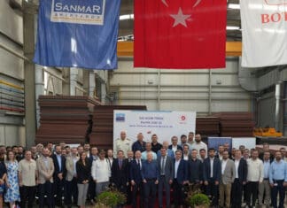 SANMAR has held a steel cutting ceremony to mark the start of construction in a major project to provide four of its world-leading electric battery-powered ‘Tugs of the Future’ for Türkiye’s state-owned BOTAŞ Petroleum Pipeline Corporation.