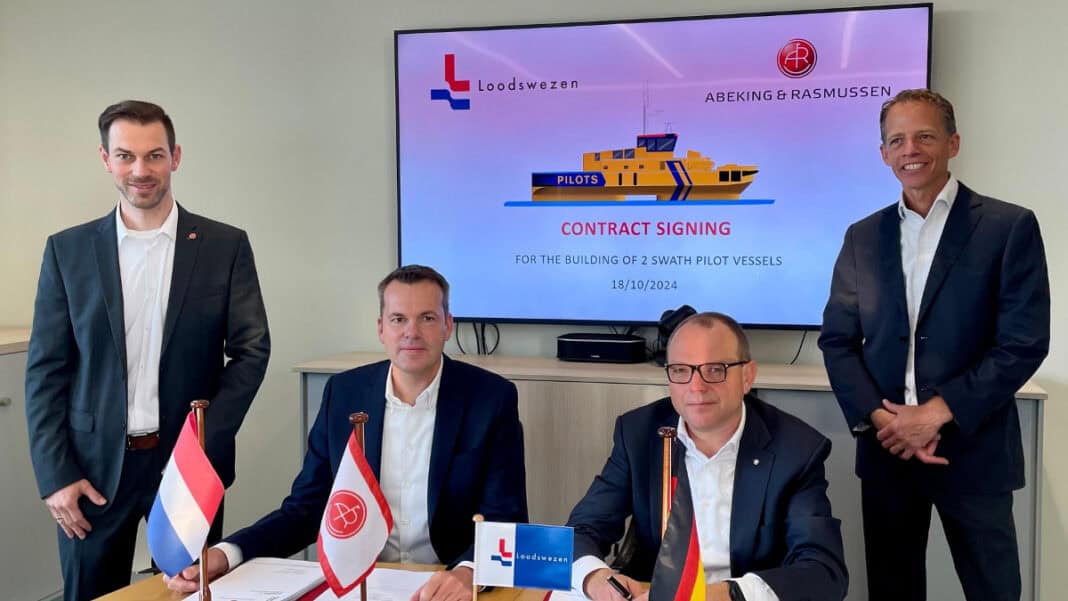 Nederlands Loodswezen (Dutch Pilotage Service Organisation) has once again partnered with Abeking & Rasmussen to enhance their fleet. The new contract, signed on 18 October 2024, in Lemwerder, marks the continued trust and cooperation between the two organizations and confirms the order for two cutting-edge 25m SWATH@A&R pilot boats.