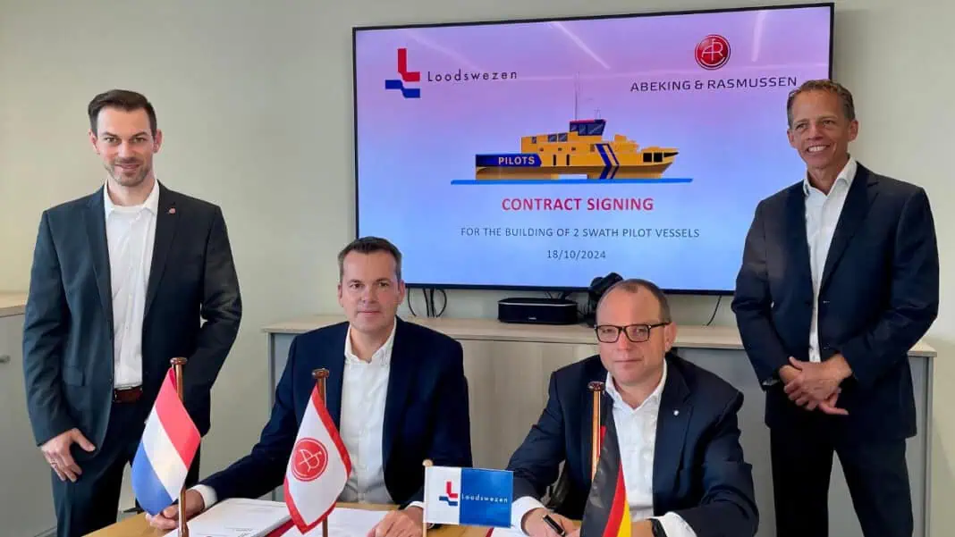 Nederlands Loodswezen (Dutch Pilotage Service Organisation) has once again partnered with Abeking & Rasmussen to enhance their fleet. The new contract, signed on 18 October 2024, in Lemwerder, marks the continued trust and cooperation between the two organizations and confirms the order for two cutting-edge 25m SWATH@A&R pilot boats.