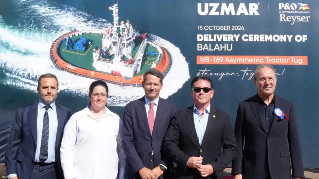 UZMAR Shipyard proudly announces the delivery of its latest eco-innovation, the NB169 tug Balahu, to P&O Reyser.