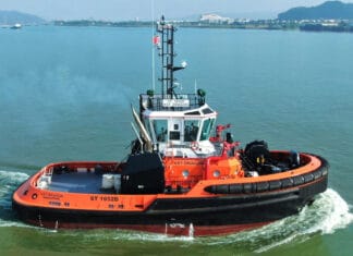 KST Maritime announce the arrival of KST DRAGON to her home port of Singapore. A Robert Allan designed RAmparts 2500-CL ship handling and escort tug, built by Cheoy Lee Shipyards.