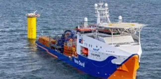 Van Oord’s brand new cable-laying vessel Calypso has made its official debut by installing cables on its first offshore wind project.