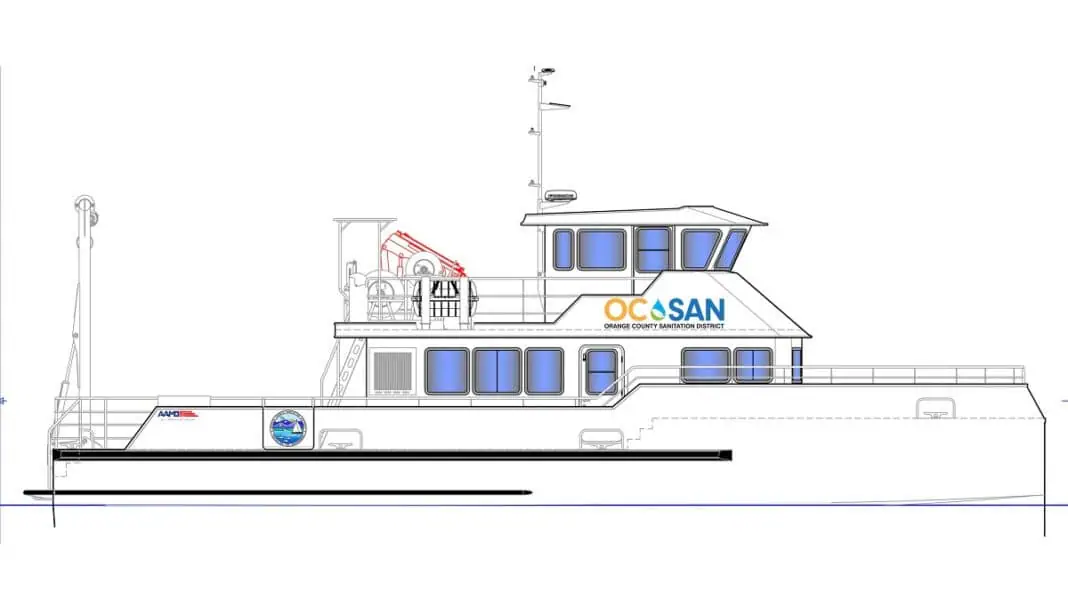 All American Marine (AAM), a leader in constructing vessels with hybrid and electric propulsion systems, is excited to announce that it has secured a contract to build a 63-foot hybrid catamaran for the Orange County Sanitation District (OC San). The Teknicraft Designed vessel,