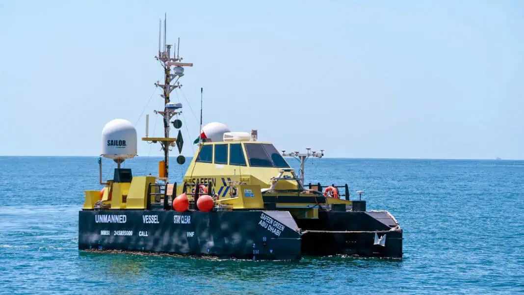 SAFEEN Subsea, part of AD Ports Group’s, Maritime & Shipping Cluster has launched “SAFEEN Green,” a state-of-the-art remotely operated unmanned survey vessel (USV)