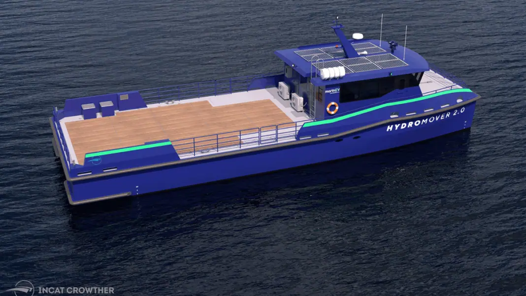 Global digital shipbuilder Incat Crowther has been commissioned to design an ultra-efficient, all-electric light cargo transfer vessel for Singapore’s marinEV, a business of Yinson GreenTech. The vessel, Hydromover 2.0, will transport light cargo such as stores, food and maintenance items to vessels anchored in the Singapore Strait, waiting to dock at the Port of Singapore. Hydromover 2.0 builds on the success of the prototype Hydromover 1.0.