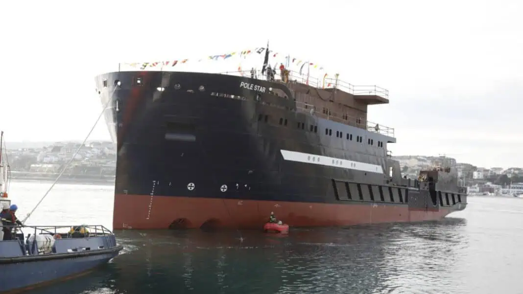 The Northern Lighthouse Board’s new vessel POLE STAR, currently under construction at GONDAN Shipbuilders, Castropol, Asturias Spain, was launched today (14 January 2025).