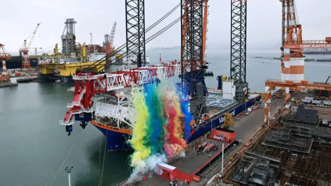 The brand new offshore installation vessel Boreas has successfully been handed over to Van Oord during a festive ceremony at the Yantai CIMC Raffles Offshore Ltd. shipyard in China. After an intensive construction period, colleagues, partners and suppliers came together to celebrate this special milestone.