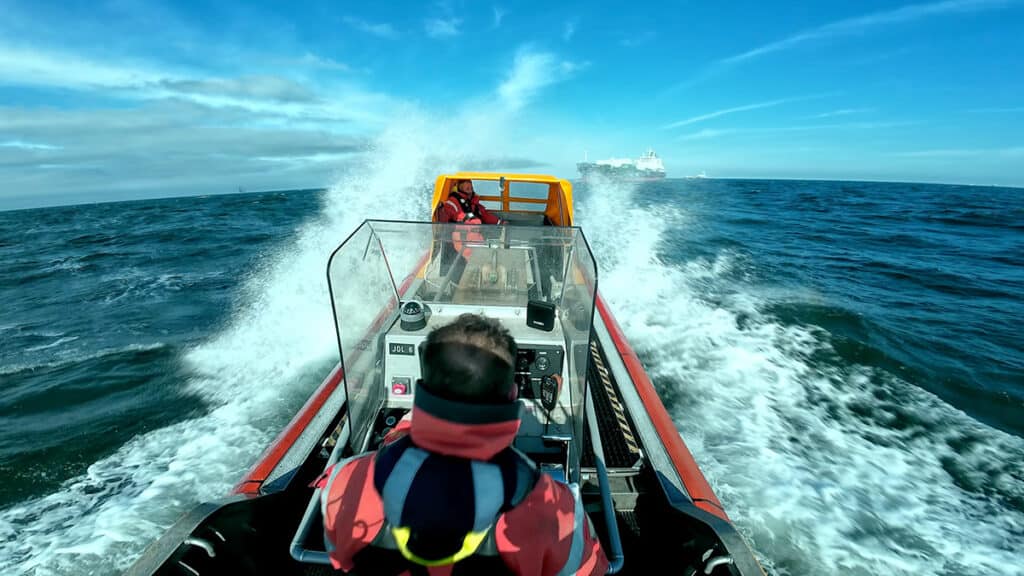 SafetySpeed delivers real-time, AI-powered speed guidance that responds to changing sea conditions as they happen. The system processes vessel motion, wave impacts, and acceleration data through edge AI to recommend the maximum safe operating speed, while simultaneously evaluating multiple course and speed scenarios to forecast impact probability before events occur.
