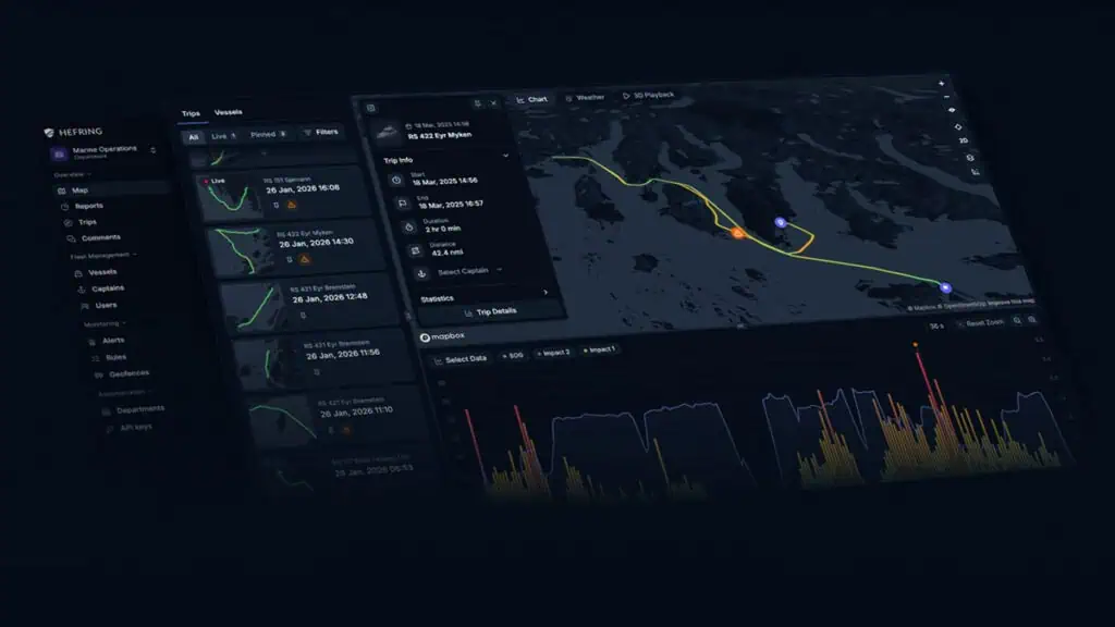IMAS provides real-time feedback during operations and structured post-trip review for crew development. At the helm, operators receive live AI speed guidance and g-force monitoring, building safer habits through immediate, contextual feedback rather than classroom theory. On shore, fleet managers access 3D trip playback, captain performance ranking, and behavioural analytics to identify training needs from real operational data. Geofencing alerts and threshold notifications reinforce operational discipline across the fleet. For organisations managing mixed-experience crews or scaling new operator onboarding, IMAS turns every trip into a training opportunity