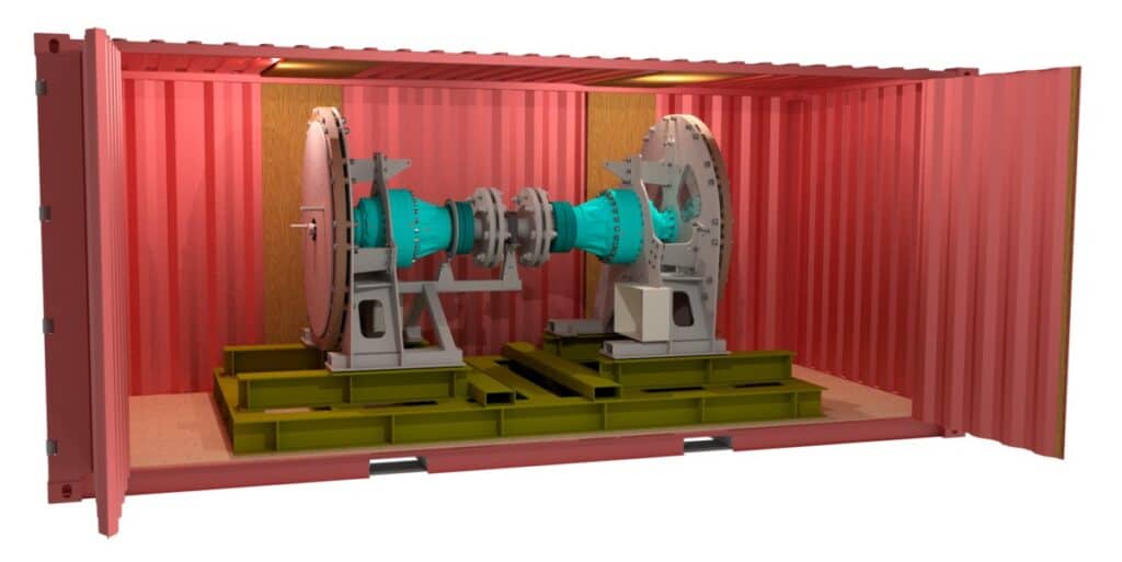 Computer rendering of the back-to-back PTO test rig developed by Blackfish Engineering