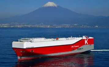 “K” LINE Takes Delivery of LNG-Fueled Car Carrier OCEANUS HIGHWAY