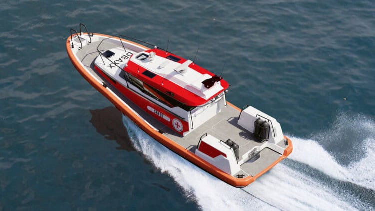 One requirement, the rescuers formulated, was to separate the drive train from the control station to create even quieter working conditions for the crew and facilitate handling of the recovery stretcher. Rendering: R2 Marine