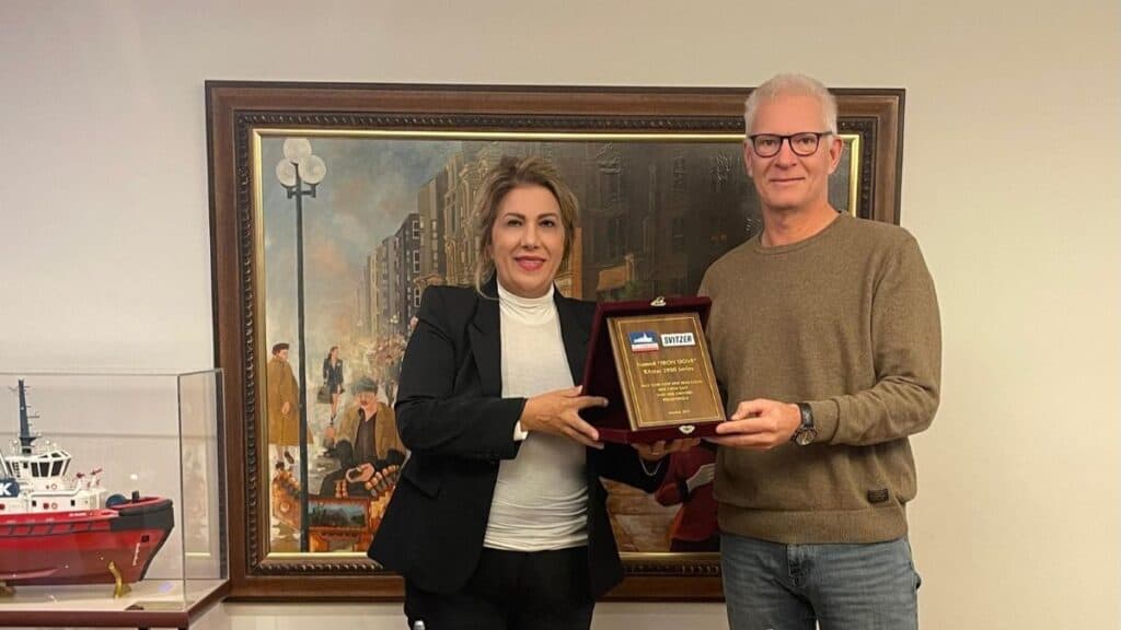 Ms. Yıldız Bozkurt Özcan, the General Manager of Med Marine and Mr. Kim Moller Caspersen, Newbuilding Site Manager of Svitzer