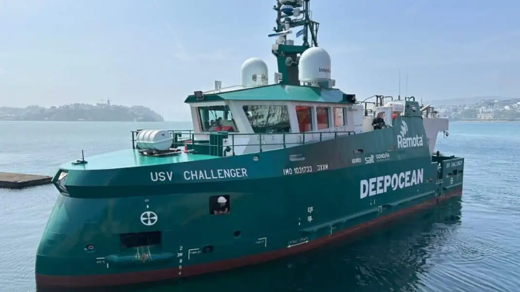 USV Challenger – will shortly arrive at DeepOcean’s subsea base at Killingøy, Haugesund. Here it will test its innovative launch and recovery system for the onboard ROV, and get maritime authority approval for its remote operating capabilities before entering a long-term charter agreement with DeepOcean. The owner of the vessel is USV AS, which is a joint venture company established by Solstad Offshore, Østensjø Rederi and DeepOcean. The company’s main purpose is to invest and own uncrewed vessels. ‍