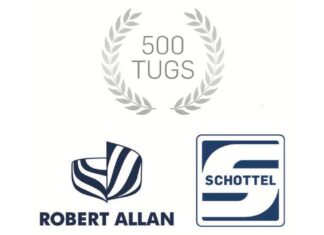 Canadian naval architecture firm Robert Allan Ltd. and German propulsion specialist SCHOTTEL have achieved a historic milestone with the construction of their 500th tug designed by Robert Allan and equipped with SCHOTTEL propulsion systems, cementing one of the maritime industry’s most enduring and productive partnerships. The milestone vessel, one of a pair built for KOTUG Canada, showcases the cutting-edge Robert Allan’s RAsalvor 4400-DFM design and equipped with SCHOTTEL’s RudderPropellers (SRP) and SYDRIVE-M – a testament to decades of collaborative innovation.