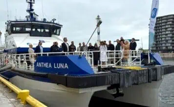 Tidal Transit, a leading UK-based operator of purpose-built crew transfer vessels (CTVs), celebrated the christening of its newest vessel, Anthea Luna. The vessel commenced operations in March under its first contract with Belgian offshore wind farm operator C-Power.